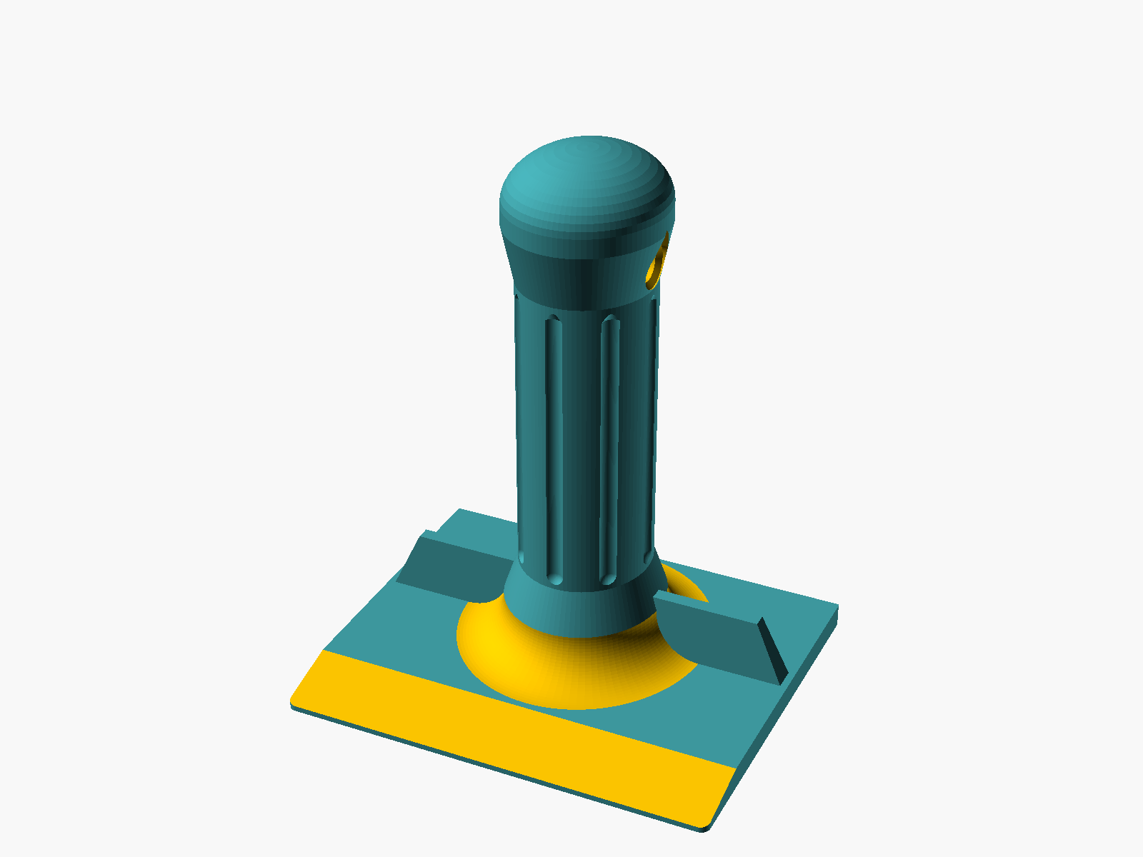 3Dプリント用のヘラのモデル。縦グリップ一体型で、刃先に向かって薄くなっている